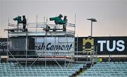 10 December 2023; TG4 TV cameras on a scaffolding in the open stand during the AIB Munster GAA Football Senior Club Championship Final match between Dingle, Kerry, and Castlehaven, Cork, at TUS Gaelic Grounds in Limerick. Photo by Brendan Moran/Sportsfile