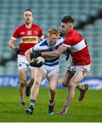 10 December 2023; Jack Cahalane of Castlehaven in action against Tom Leo O'Sullivan of Dingle during the AIB Munster GAA Football Senior Club Championship Final match between Dingle, Kerry, and Castlehaven, Cork, at TUS Gaelic Grounds in Limerick. Photo by Brendan Moran/Sportsfile