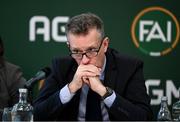 9 December 2023; FAI chief executive Jonathan Hill during the annual general meeting of the Football Association of Ireland at the Radisson Blu St. Helen's Hotel in Dublin. Photo by Stephen McCarthy/Sportsfile