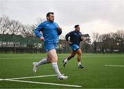12 December 2023; Cian Healy, left, and Michael Ala'alatoa during a Leinster Rugby squad training session at UCD in Dublin. Photo by Harry Murphy/Sportsfile