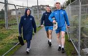 12 December 2023; Leinster senior physiotherapist Emma Gallivan with John McKee and Martin Moloney during a Leinster Rugby squad training session at UCD in Dublin. Photo by Harry Murphy/Sportsfile