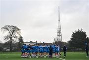 12 December 2023; Leinster players huddle during a Leinster Rugby squad training session at UCD in Dublin. Photo by Harry Murphy/Sportsfile