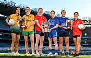 13 December 2023; In attendance at a photocall ahead of the currentaccount.ie All-Ireland Junior, Intermediate and Ladies Senior Club Football Championship Finals next weekend are, from left, Ellen Twomey of Glanmire, Cork, Gráinne Prior of Ballinamore Sean O’Heslins, Leitrim, Louise Ward of Kilkerrin-Clonberne, Galway, Aileen Wall of Ballymacarbry, Waterford, Laura Kelly of Claremorris, Mayo, and Lisa Harte of O’Donovan Rossa, Cork. The Intermediate and Senior Finals will be played at Croke Park on Saturday, December 16, with the Junior Final to be played at Parnell Park, Dublin, on Sunday December 17. Photo by Sam Barnes/Sportsfile