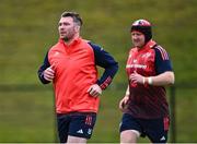 13 December 2023; Peter O'Mahony and Stephen Archer, right, during Munster rugby squad training at University of Limerick in Limerick. Photo by Piaras Ó Mídheach/Sportsfile