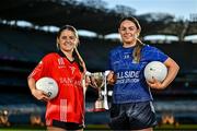 13 December 2023; In attendance at a photocall ahead of the currentaccount.ie All-Ireland Junior, Intermediate and Ladies Senior Club Football Championship Finals next weekend are Lisa Harte of O’Donovan Rossa, Cork, left, and Laura Kelly of Claremorris, Mayo, with the Junior Cup . The Intermediate and Senior Finals will be played at Croke Park on Saturday, December 16, with the Junior Final to be played at Parnell Park, Dublin, on Sunday December 17. Photo by Sam Barnes/Sportsfile