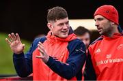 13 December 2023; Jack O'Donoghue, left, and Tadhg Beirne during Munster rugby squad training at University of Limerick in Limerick. Photo by Piaras Ó Mídheach/Sportsfile