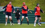 13 December 2023; Players, from left, Fineen Wycherley, Tadhg Beirne, and Rory Scannell during Munster rugby squad training at University of Limerick in Limerick. Photo by Piaras Ó Mídheach/Sportsfile