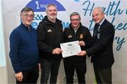 14 December 2023; Castlebar Mitchels, Mayo, representatives John O'Donnell and Kieran Lavelle is presented their Silver Healthy Club award by Connacht GAA secretary John Prenty, left, and Connacht GAA Council president John Murphy, right, during the Irish Life Connacht GAA Healthy Clubs recognition event at the Connacht GAA Centre of Excellence in Bekan, Mayo. Photo by Ben McShane/Sportsfile