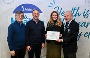 14 December 2023; Burrishoole, Mayo, representatives Clara McGorman and John Pat Sheridan is presented their Silver Healthy Club award by Connacht GAA secretary John Prenty, left, and Connacht GAA Council president John Murphy, right, during the Irish Life Connacht GAA Healthy Clubs recognition event at the Connacht GAA Centre of Excellence in Bekan, Mayo. Photo by Ben McShane/Sportsfile