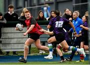 14 December 2023; Shane Foley of St. Mary’s CBC on his way to scoring his side's second try during the Division 3A JCT Development Shield final match between St. Mary’s CBC, Portlaoise and Creagh College at Energia Park in Dublin. Photo by Stephen Marken/Sportsfile