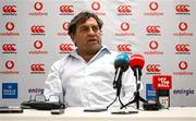 14 December 2023; Outgoing Irish Rugby Football Union High Performance Director David Nucifora addresses members of the press during a media conference at the IRFU High Performance Centre on the Sport Ireland Campus in Dublin. Photo by David Fitzgerald/Sportsfile