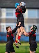 14 December 2023; Callum Dooley of Kildare Town CS during the Division 3A SCT Development Shield final match between Patricians Secondary School, Newbridge and Kildare Town CS at Energia Park in Dublin. Photo by Stephen Marken/Sportsfile