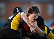 14 December 2023; Thomas Oliver Hanlon of Kildare Town CS is tackled by James Kennedy of Patricians Secondary School, Newbridge during the Division 3A SCT Development Shield final match between Patricians Secondary School, Newbridge and Kildare Town CS at Energia Park in Dublin. Photo by Stephen Marken/Sportsfile