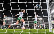 5 December 2023; Heather Payne of Republic of Ireland celebrates after scoring her side's second goal before the UEFA Women's Nations League B match between Northern Ireland and Republic of Ireland at the National Football Stadium at Windsor Park in Belfast. Photo by Stephen McCarthy/Sportsfile