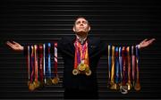 29 March 2023; Paralympic legend Jason Smyth poses for a portrait at the Sport Ireland Institute in Dublin after announcing his retirement from 100m and 200m athletics as a 6 time Paralympic gold medalist and world record holder in the in the T13 classification. Photo by Harry Murphy/Sportsfile