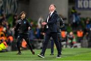 13 October 2023; Republic of Ireland manager Stephen Kenny reacts after his side concede the first goal during the UEFA EURO 2024 Championship qualifying group B match between Republic of Ireland and Greece at the Aviva Stadium in Dublin. Photo by Stephen McCarthy/Sportsfile