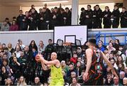 25 February 2023; Members of the Armagh panel watch Armagh selector Kieran Donaghy playing for Garveys Tralee Warriors against Pyrobel Killester in the Basketball Ireland Super League match, after the Allianz Football League Division 1 match between Kerry and Armagh, at Tralee Regional Sports Centre in Tralee, Kerry. Photo by Eóin Noonan/Sportsfile