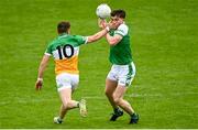 14 May 2023; Aidan McLoughlin of London in action against Dylan Hyland of Offaly during the Tailteann Cup Group 1 Round 1 match between Offaly and London at Glenisk O'Connor Park in Tullamore, Offaly. Photo by Eóin Noonan/Sportsfile