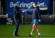 15 December 2023; Head coach Leo Cullen and Sam Prendergast during a Leinster Rugby captain's run at the RDS Arena in Dublin. Photo by Harry Murphy/Sportsfile