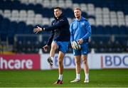 15 December 2023; Sam Prendergast and Ciarán Frawley during a Leinster Rugby captain's run at the RDS Arena in Dublin. Photo by Harry Murphy/Sportsfile
