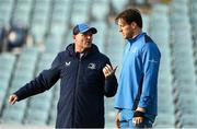 15 December 2023; Senior coach Jacques Nienaber speaks with Ryan Baird during a Leinster Rugby captain's run at the RDS Arena in Dublin. Photo by Harry Murphy/Sportsfile
