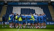 15 December 2023; Leinster players huddle during a Leinster Rugby captain's run at the RDS Arena in Dublin. Photo by Harry Murphy/Sportsfile