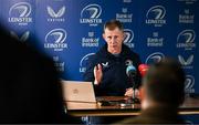 15 December 2023; Head coach Leo Cullen during a Leinster Rugby media conference at the RDS Arena in Dublin. Photo by Harry Murphy/Sportsfile