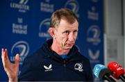 15 December 2023; Head coach Leo Cullen during a Leinster Rugby media conference at the RDS Arena in Dublin. Photo by Harry Murphy/Sportsfile