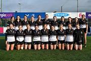15 December 2023; The Newbridge College squad pose for a team photograph before the Bank of Ireland Leinster Rugby Senior Girls League match between Wilson's Hospital and Newbridge College at Energia Park in Dublin. Photo by Tyler Miller/Sportsfile