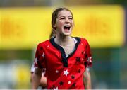 15 December 2023; Daisy Chambers of Wesley College celebrates after her side's victory in the Bank of Ireland Leinster Rugby Senior Girls League match between Wesley College and The High School at Energia Park in Dublin. Photo by Tyler Miller/Sportsfile