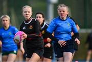 15 December 2023; Zoe Sargent of The High School during the Bank of Ireland Leinster Rugby Senior Girls League match between The High School and Wilson's Hospital at Energia Park in Dublin. Photo by Tyler Miller/Sportsfile