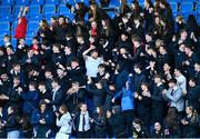 15 December 2023; The High School supporters celebrate after their side score a try during the Bank of Ireland Leinster Rugby Senior Girls League match between Newbridge College and The High School at Energia Park in Dublin. Photo by Tyler Miller/Sportsfile