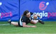 15 December 2023; Niamh Murphy of Newbridge College dives over to score her side a try during the Bank of Ireland Leinster Rugby Senior Girls League match between Newbridge College and The High School at Energia Park in Dublin. Photo by Tyler Miller/Sportsfile