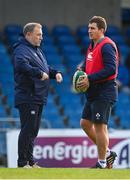 15 December 2023; Ireland head coach Richie Murphy, left, and assistant Ian Keatley before the U20 international friendly match between Ireland and Italy at UCD Bowl in Dublin. Photo by Seb Daly/Sportsfile