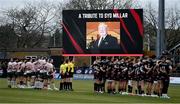 16 December 2023; A minute silence is observed in memory of the late Dr Syd Miller CBE before the Investec Champions Cup Pool 1 Round 2 match between Saracens and Connacht at Stone X Stadium in Barnet, England. Photo by Brendan Moran/Sportsfile