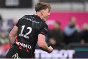16 December 2023; Olly Hartley of Saracens celebrates after scoring a try during the Investec Champions Cup Pool 1 Round 2 match between Saracens and Connacht at Stone X Stadium in Barnet, England. Photo by Brendan Moran/Sportsfile