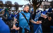 16 December 2023; Andrew Porter of Leinster arrives before the Investec Champions Cup Pool 4 Round 2 match between Leinster and Sale Sharks at the RDS Arena in Dublin. Photo by Harry Murphy/Sportsfile