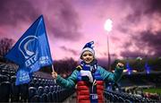 16 December 2023; Leinster supporter Ollie Devine, aged eight, from Kildare, before the Investec Champions Cup Pool 4 Round 2 match between Leinster and Sale Sharks at the RDS Arena in Dublin. Photo by Harry Murphy/Sportsfile
