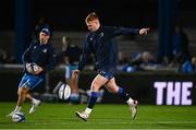 16 December 2023; Ciarán Frawley of Leinster warms up before the Investec Champions Cup Pool 4 Round 2 match between Leinster and Sale Sharks at the RDS Arena in Dublin. Photo by Harry Murphy/Sportsfile
