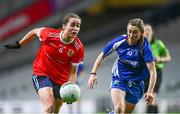 16 December 2023; Nicola Ward of Kilkerrin-Clonberne in action against Aileen Wall of Ballymacarbry during the Currentaccount.ie LGFA All-Ireland Senior Club Championship final match between Ballymacarby of Waterford and Kilkerrin-Clonberne of Galway at Croke Park in Dublin. Photo by Tyler Miller/Sportsfile