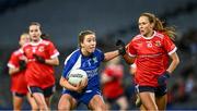 16 December 2023; Karen McGrath of Ballymacarbry in action against Olivia Divilly of Kilkerrin-Clonberne during the Currentaccount.ie LGFA All-Ireland Senior Club Championship final match between Ballymacarby of Waterford and Kilkerrin-Clonberne of Galway at Croke Park in Dublin. Photo by Piaras Ó Mídheach/Sportsfile