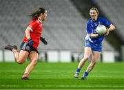 16 December 2023; Aileen Wall of Ballymacarbry in action against Lisa Finnegan of Kilkerrin-Clonberne during the Currentaccount.ie LGFA All-Ireland Senior Club Championship final match between Ballymacarby of Waterford and Kilkerrin-Clonberne of Galway at Croke Park in Dublin. Photo by Piaras Ó Mídheach/Sportsfile