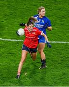 16 December 2023; Claire Dunleavy of Kilkerrin-Clonberne in action against Bríd McMaugh of Ballymacarbry during the Currentaccount.ie LGFA All-Ireland Senior Club Championship final match between Ballymacarby of Waterford and Kilkerrin-Clonberne of Galway at Croke Park in Dublin. Photo by Stephen Marken/Sportsfile