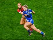 16 December 2023; Bríd McMaugh of Ballymacarbry in action against Siobhán Divilly of Kilkerrin-Clonberne during the Currentaccount.ie LGFA All-Ireland Senior Club Championship final match between Ballymacarby of Waterford and Kilkerrin-Clonberne of Galway at Croke Park in Dublin. Photo by Stephen Marken/Sportsfile