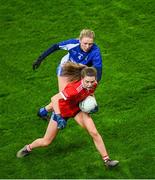 16 December 2023; Eva Noone of Kilkerrin-Clonberne in action against Maeve Ryan of Ballymacarbry during the Currentaccount.ie LGFA All-Ireland Senior Club Championship final match between Ballymacarby of Waterford and Kilkerrin-Clonberne of Galway at Croke Park in Dublin. Photo by Stephen Marken/Sportsfile