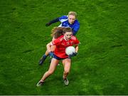 16 December 2023; Eva Noone of Kilkerrin-Clonberne in action against Maeve Ryan of Ballymacarbry during the Currentaccount.ie LGFA All-Ireland Senior Club Championship final match between Ballymacarby of Waterford and Kilkerrin-Clonberne of Galway at Croke Park in Dublin. Photo by Stephen Marken/Sportsfile
