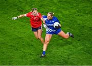 16 December 2023; Gretta Nugent of Ballymacarbry in action against Lynsey Noone of Kilkerrin-Clonberne during the Currentaccount.ie LGFA All-Ireland Senior Club Championship final match between Ballymacarby of Waterford and Kilkerrin-Clonberne of Galway at Croke Park in Dublin. Photo by Stephen Marken/Sportsfile