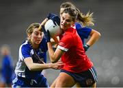 16 December 2023; Lisa Finnegan of Kilkerrin-Clonberne in action against Aileen Wall of Ballymacarbry during the Currentaccount.ie LGFA All-Ireland Senior Club Championship final match between Ballymacarby of Waterford and Kilkerrin-Clonberne of Galway at Croke Park in Dublin. Photo by Tyler Miller/Sportsfile