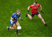 16 December 2023; Bríd McMaugh of Ballymacarbry in action against Nicola Ward of Kilkerrin-Clonberne during the Currentaccount.ie LGFA All-Ireland Senior Club Championship final match between Ballymacarby of Waterford and Kilkerrin-Clonberne of Galway at Croke Park in Dublin. Photo by Stephen Marken/Sportsfile