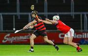 16 December 2023; Shane O'Sullivan of Ballygunner is tackled by Darragh Burke of St Thomas' during the AIB GAA Hurling All-Ireland Senior Club Championship semi-final match between St Thomas' of Galway and Ballygunner of Waterford at Laois Hire O'Moore Park in Portlaoise, Laois. Photo by Ben McShane/Sportsfile